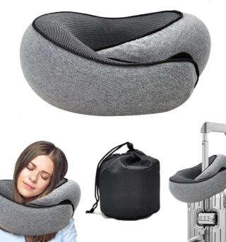 WEERSHUN Travel Pillow for Airplanes, 2026 New Memory Foam Neck Pillow with Chin Wrap for Traveling, Suitable for Airplanes, Offices and Cars (Dark Gray)